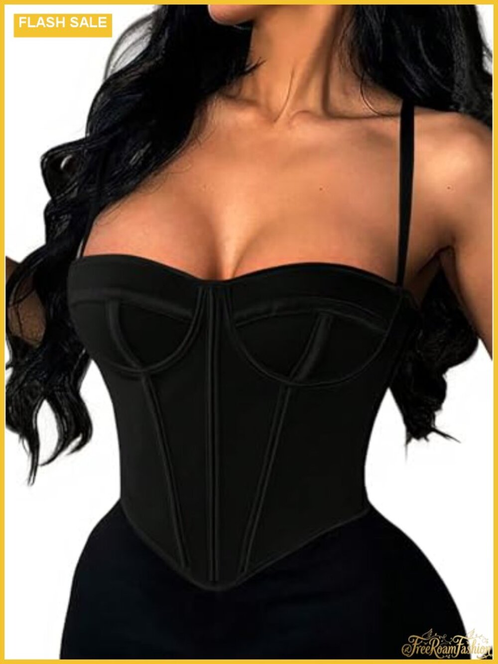 LovelyWholesale Corset Top Women Backless Bustier Halter Neck Lace Up Slim Fit